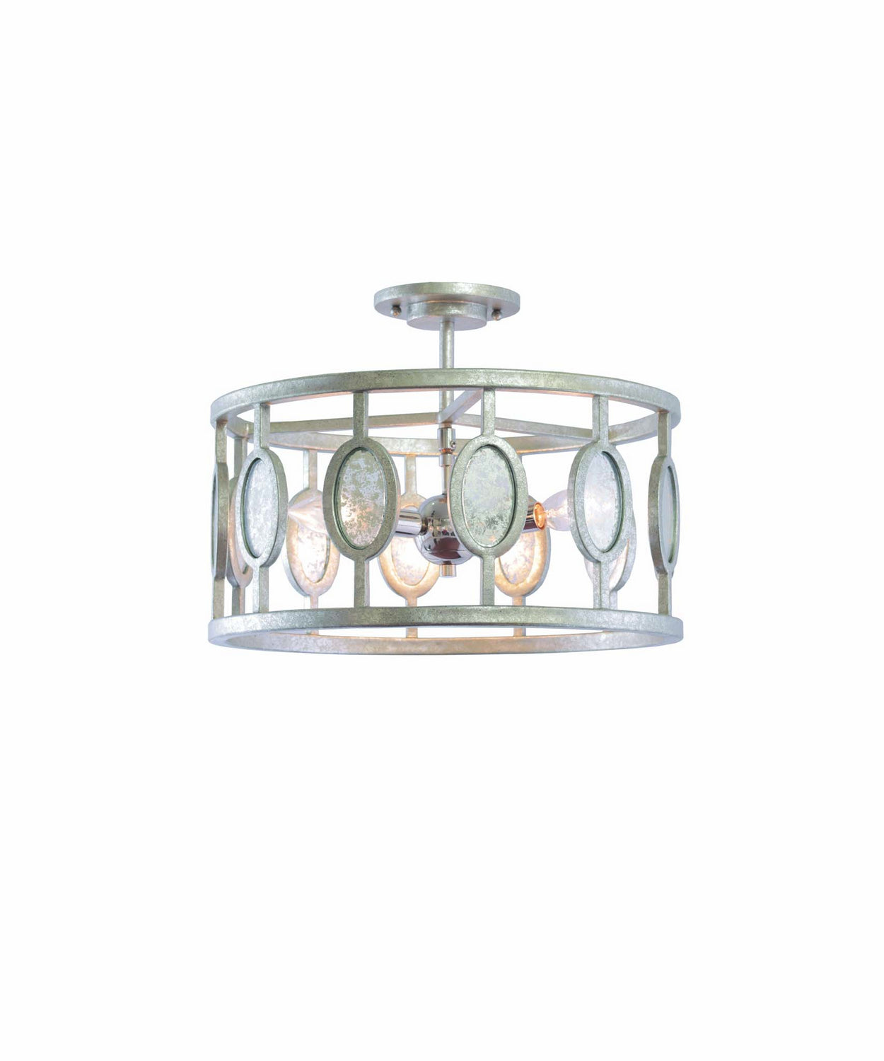 Kalco - 506141VSL - Three Light Semi Flush Mount - Palomar - Vintage Silver Leaf