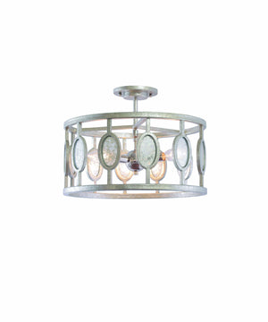 Kalco - 506141VSL - Three Light Semi Flush Mount - Palomar - Vintage Silver Leaf