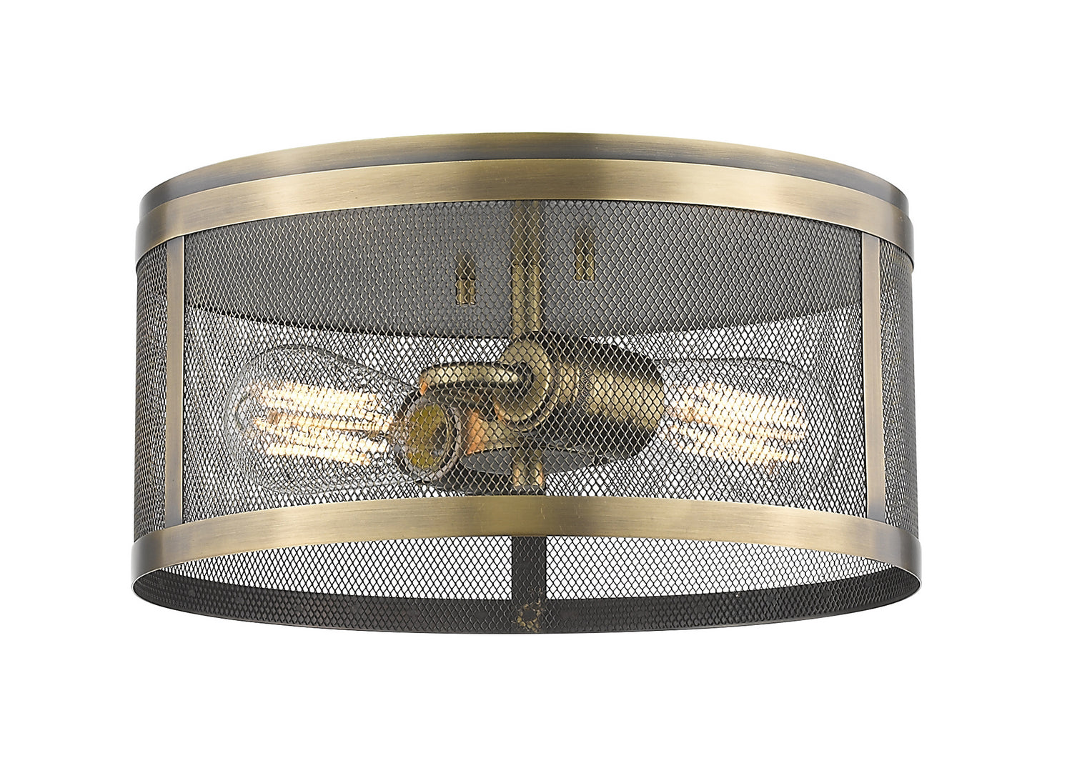 Z-Lite - 331F12-NB - Two Light Flush Mount - Meshsmith - Natural Brass