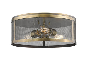 Z-Lite - 331F14-NB - Three Light Flush Mount - Meshsmith - Natural Brass