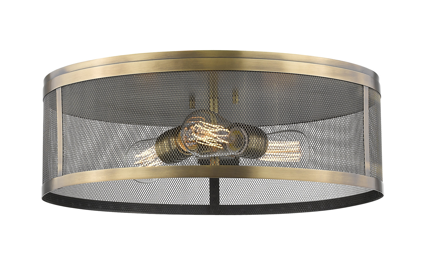 Z-Lite - 331F18-NB - Three Light Flush Mount - Meshsmith - Natural Brass