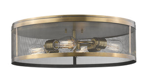 Z-Lite - 331F21-NB - Four Light Flush Mount - Meshsmith - Natural Brass