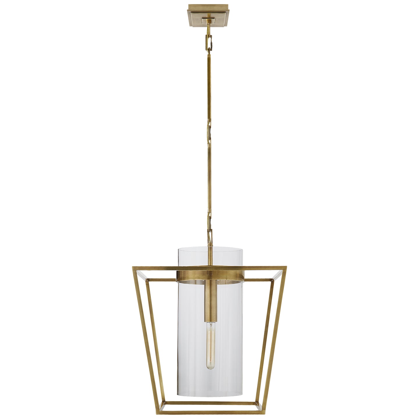 Visual Comfort Signature - S 5167HAB-CG - One Light Lantern - Presidio - Hand-Rubbed Antique Brass