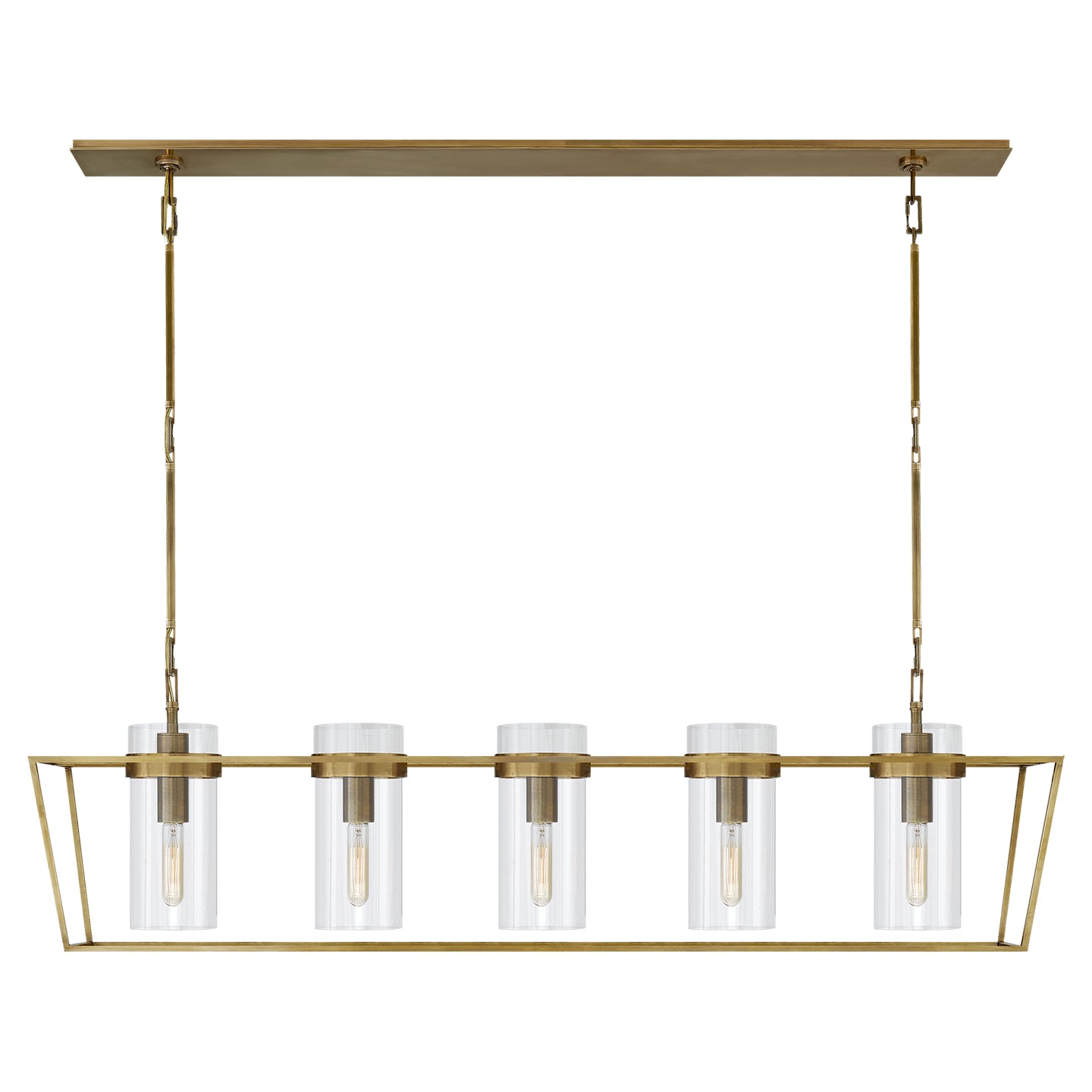 Visual Comfort Signature - S 5177HAB-CG - Five Light Linear Pendant - Presidio - Hand-Rubbed Antique Brass