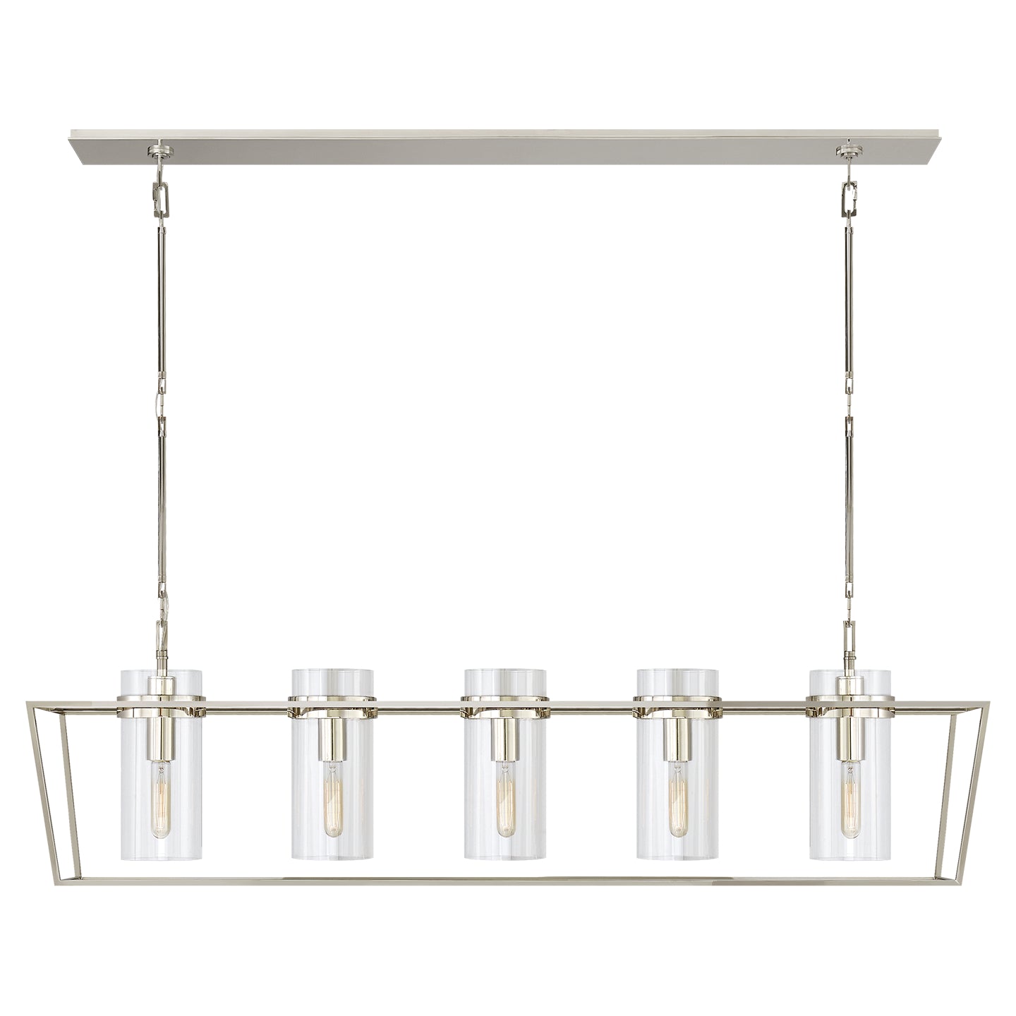 Visual Comfort Signature - S 5177PN-CG - Five Light Linear Pendant - Presidio - Polished Nickel