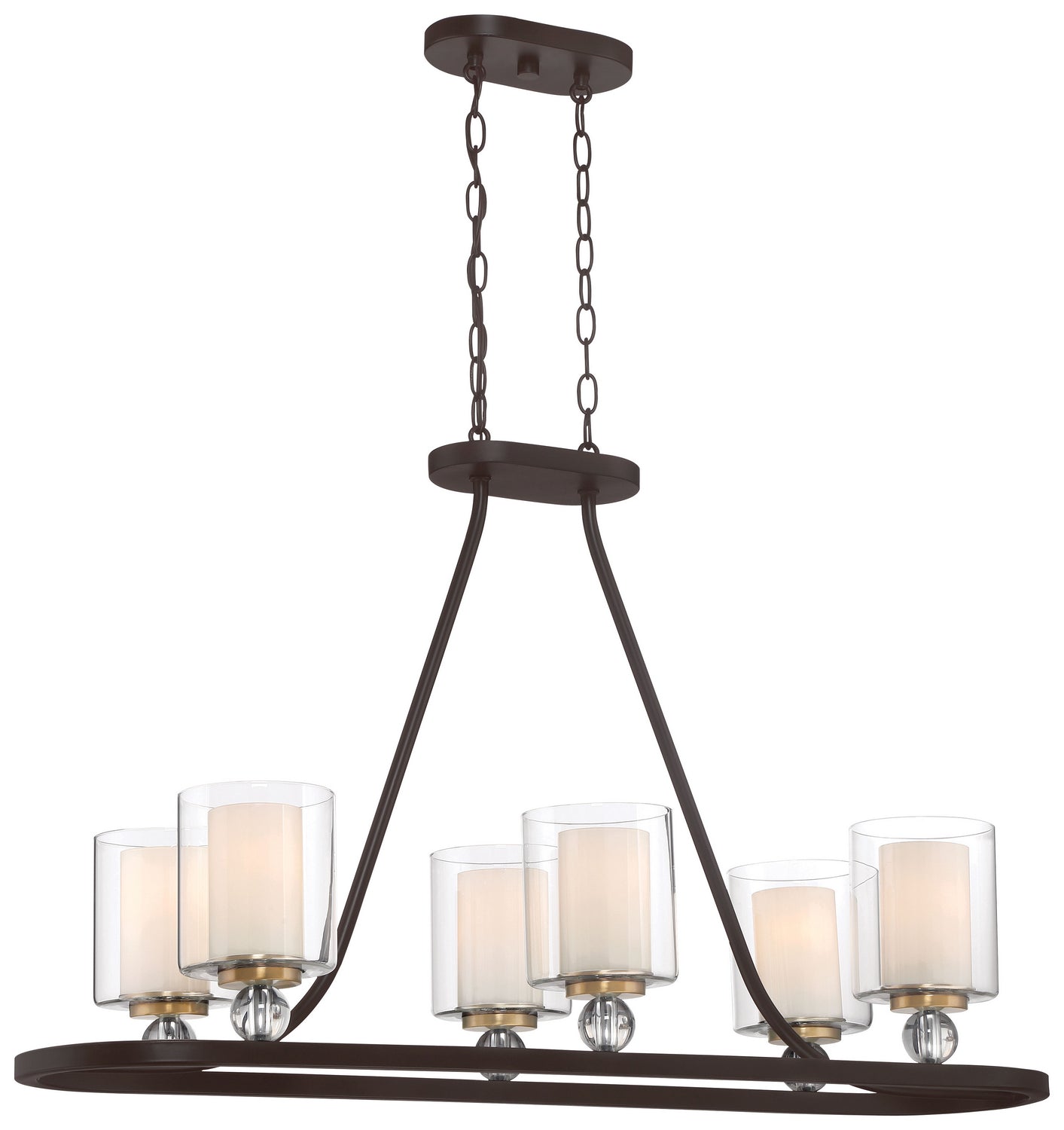 Minka-Lavery - 3076-416 - Five Light Island Pendant - Studio 5 - Painted Bronze w/Natural Brushed Brass