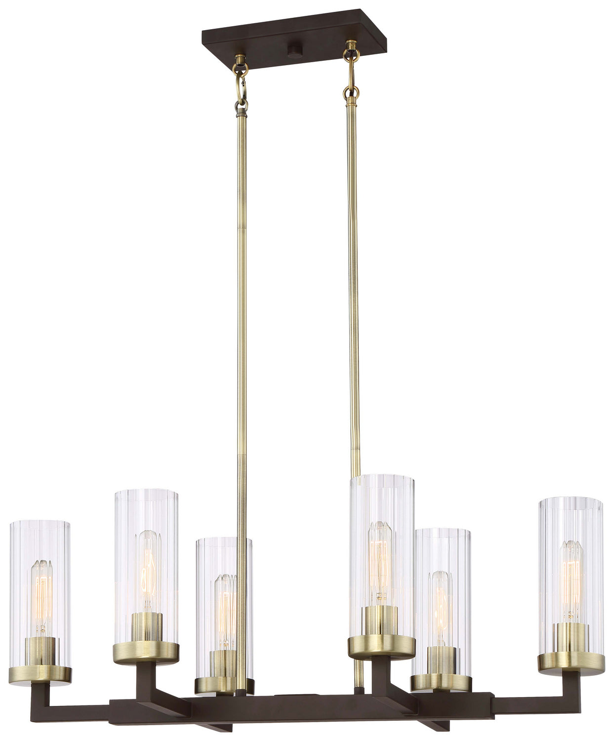 Minka-Lavery - 3046-560 - Six Light Island Pendant - Ainsley Court - Aged Kinston Bronze w/Brushed Brass Highlights