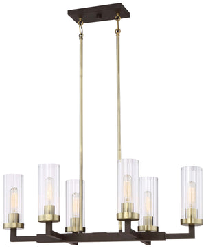Minka-Lavery - 3046-560 - Six Light Island Pendant - Ainsley Court - Aged Kinston Bronze w/Brushed Brass Highlights