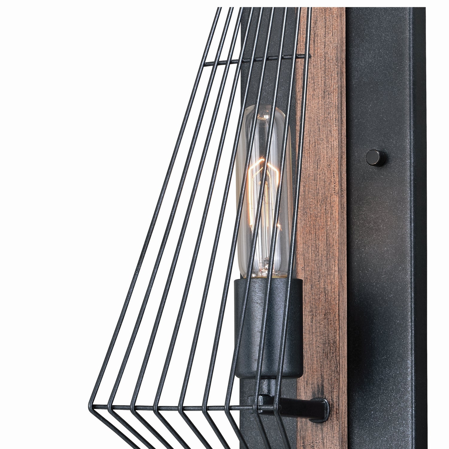 Vaxcel - W0252 - One Light Wall Sconce - Dearborn - Black Iron and Burnished Oak