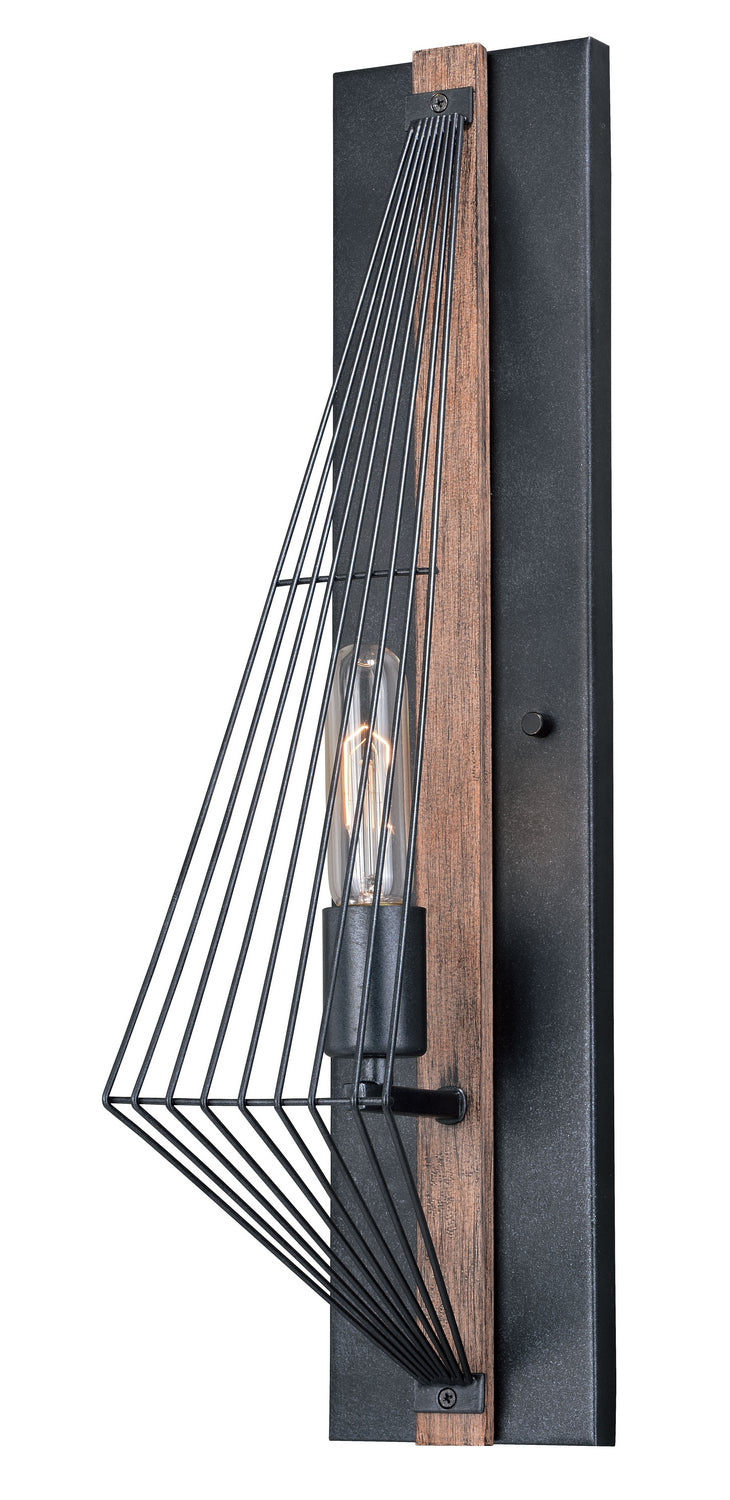 Vaxcel - W0252 - One Light Wall Sconce - Dearborn - Black Iron and Burnished Oak