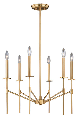 Vaxcel - H0178 - Six Light Chandelier - Kedzie - Natural Brass