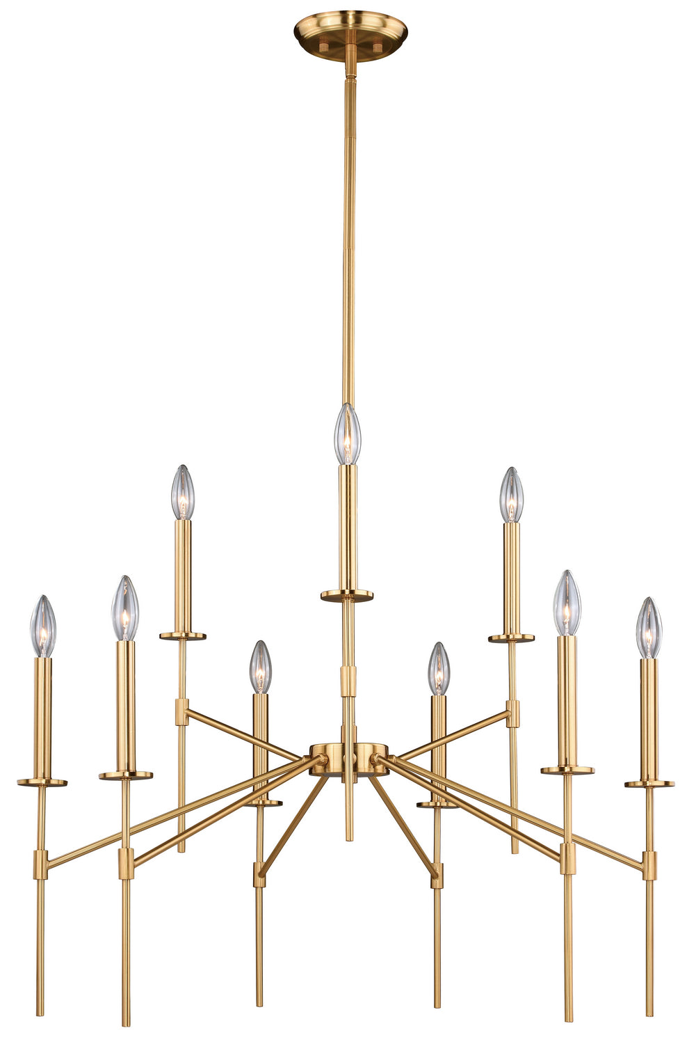 Vaxcel - H0180 - Nine Light Chandelier - Kedzie - Natural Brass
