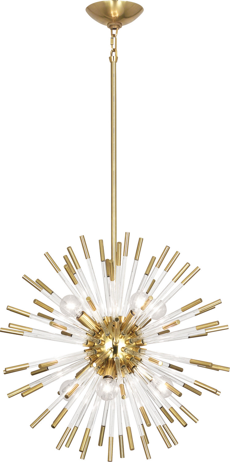 Robert Abbey - 165 - Eight Light Pendant - Andromeda - Modern Brass w/Clear Acrylic Rods