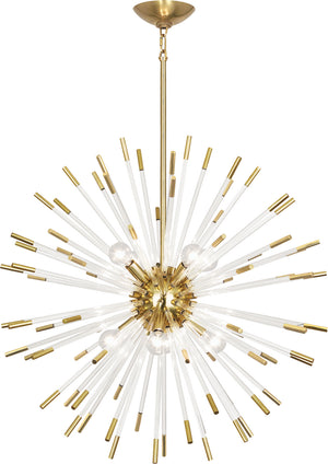 Robert Abbey - 166 - Eight Light Chandelier - Andromeda - Modern Brass w/Clear Acrylic Rods