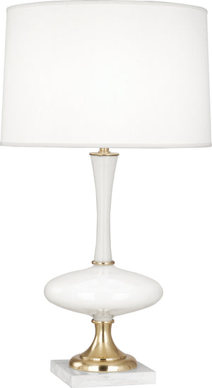 Robert Abbey - 480 - One Light Table Lamp - Raquel - White Glass w/ Modern Brass & White Marble