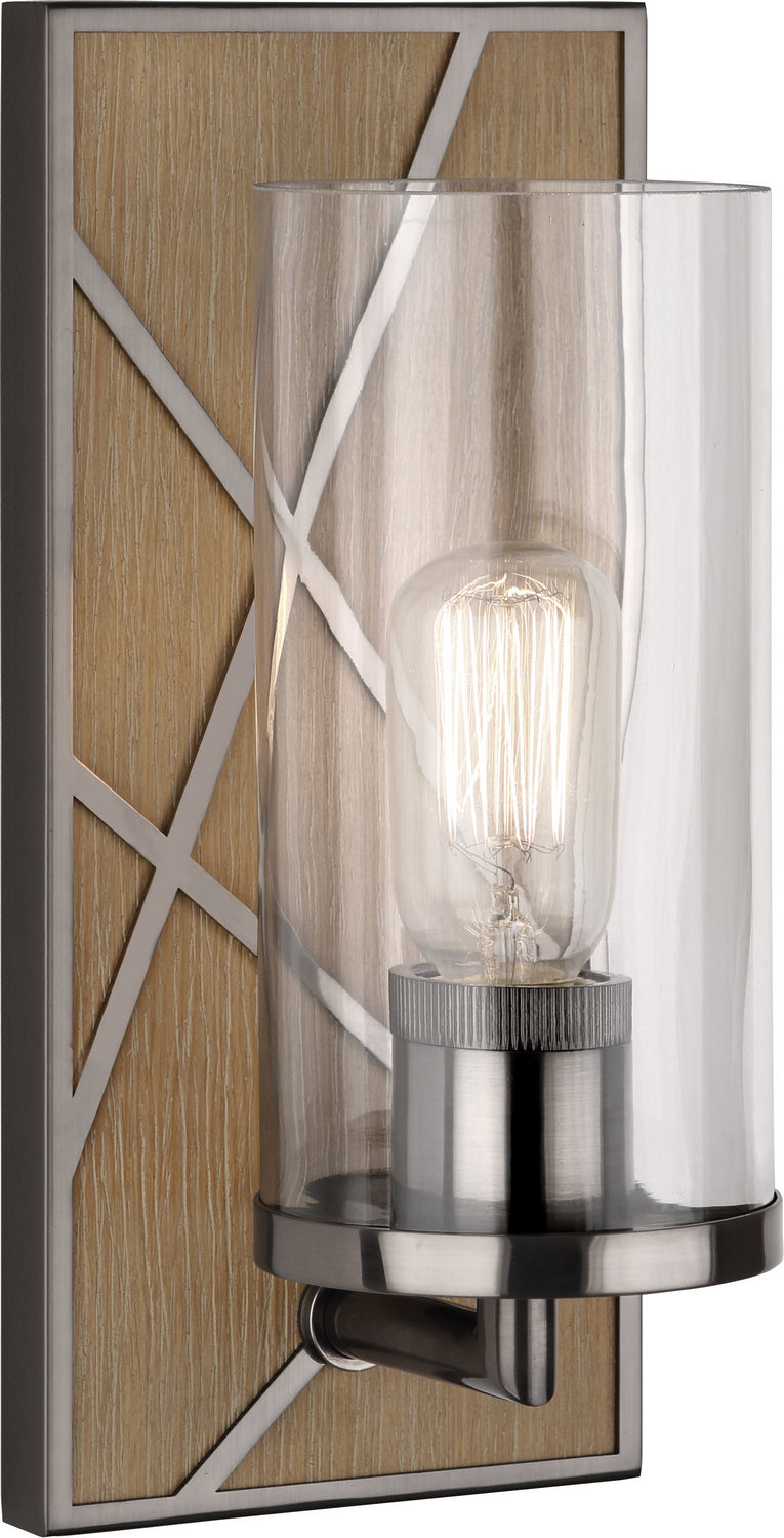 Robert Abbey - 553 - One Light Wall Sconce - Michael Berman Bond - Driftwood Oak Wood w/Blackened Nickel