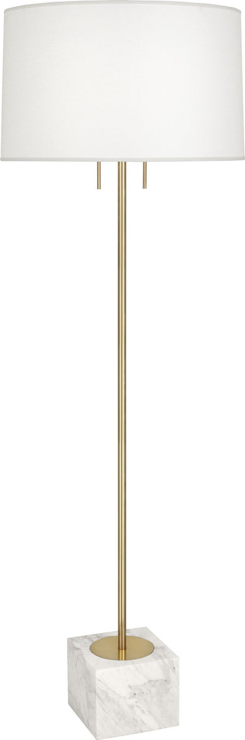 Robert Abbey - 680 - Two Light Floor Lamp - Jonathan Adler Canaan - Antique Brass w/Carrara Marble Base