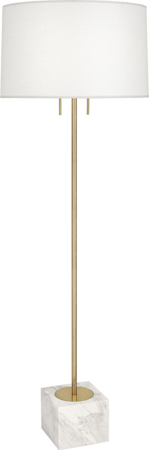 Robert Abbey - 680 - Two Light Floor Lamp - Jonathan Adler Canaan - Antique Brass w/Carrara Marble Base