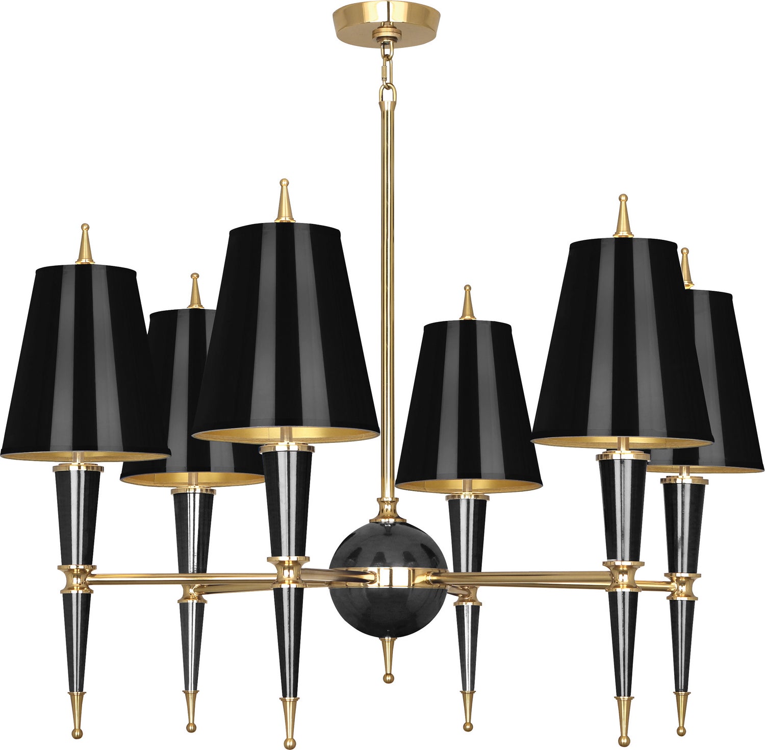 Robert Abbey - B904 - Six Light Chandelier - Jonathan Adler Versailles - Black Lacquered Paint w/Modern Brass