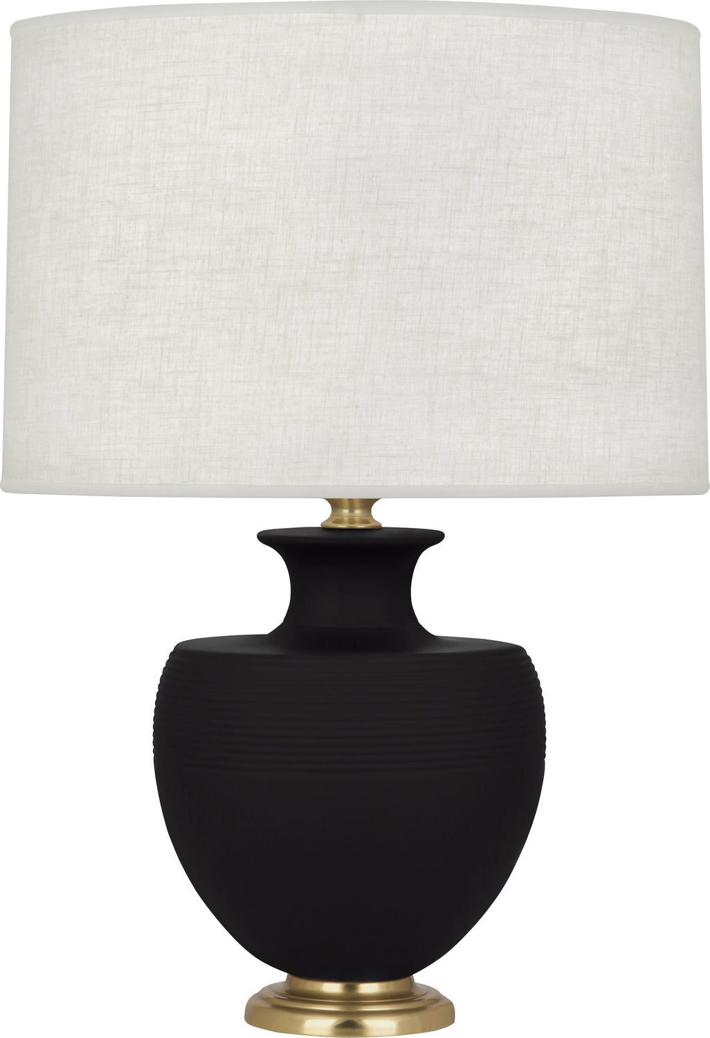 Robert Abbey - MDC21 - One Light Table Lamp - Michael Berman Atlas - Matte Dark Coal Glazed Ceramic w/Modern Brass