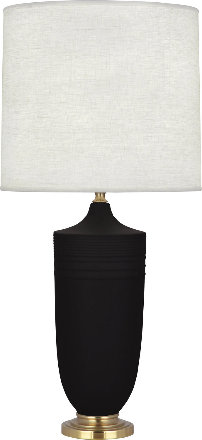 Robert Abbey - MDC27 - One Light Table Lamp - Michael Berman Hadrian - Matte Dark Coal Glazed Ceramic w/Modern Brass