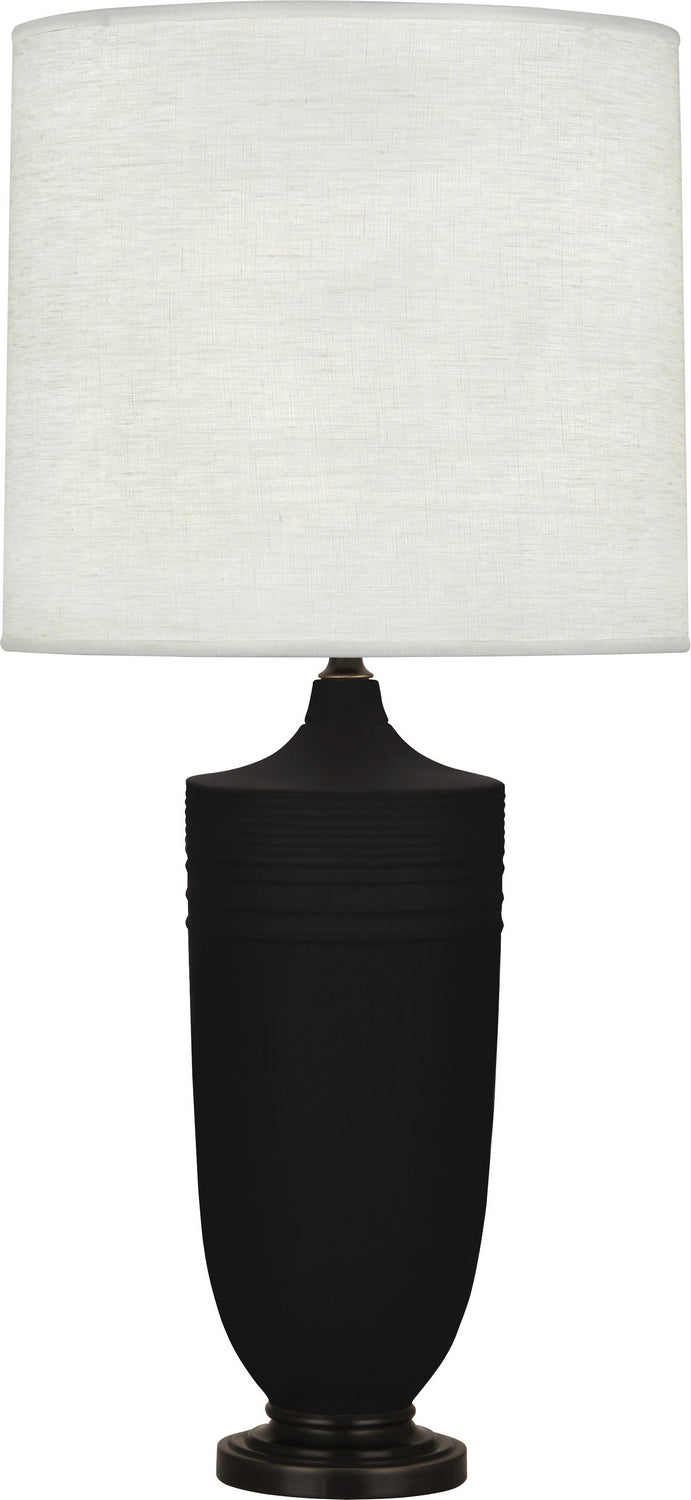 Robert Abbey - MDC28 - One Light Table Lamp - Michael Berman Hadrian - Matte Dark Coal Glazed Ceramic w/Deep Patina Bronze