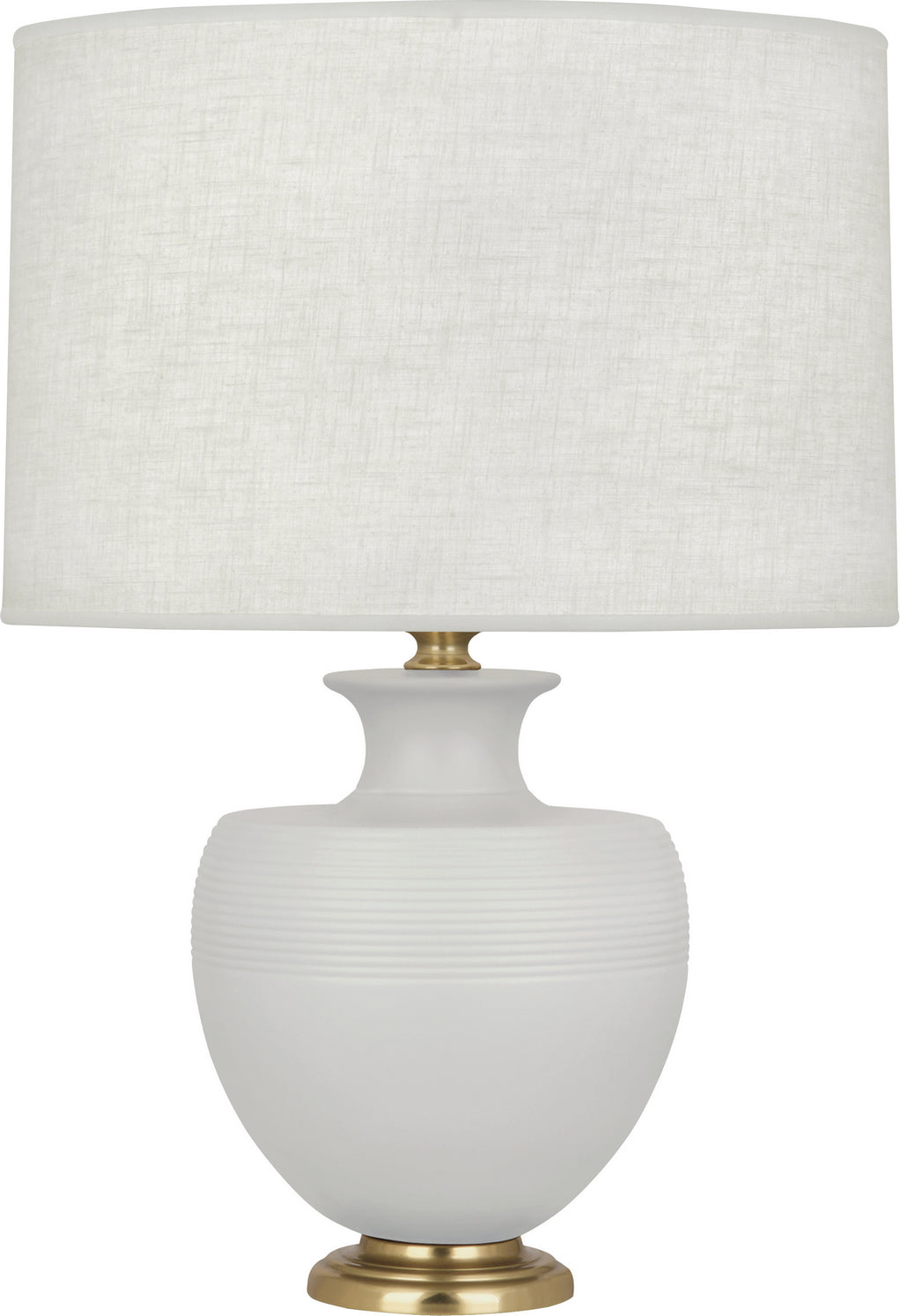 Robert Abbey - MDV21 - One Light Table Lamp - Michael Berman Atlas - Matte Dove Glazed Ceramic w/Modern Brass