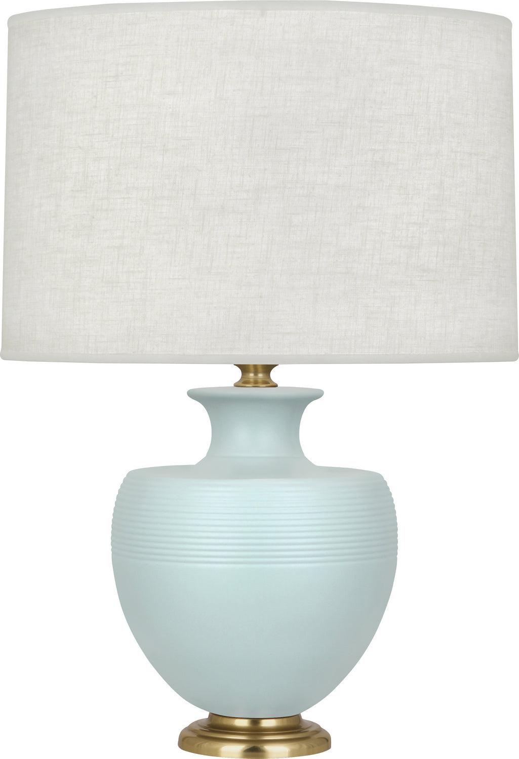 Robert Abbey - MSB21 - One Light Table Lamp - Michael Berman Atlas - Matte Sky Blue Glazed Ceramic w/Modern Brass