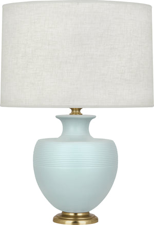 Robert Abbey - MSB21 - One Light Table Lamp - Michael Berman Atlas - Matte Sky Blue Glazed Ceramic w/Modern Brass