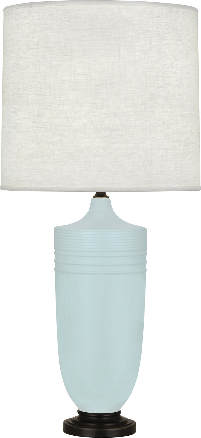 Robert Abbey - MSB28 - One Light Table Lamp - Michael Berman Hadrian - Matte Sky Blue Glazed Ceramic w/Deep Patina Bronze