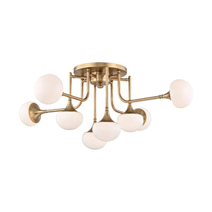 Hudson Valley - 4708-AGB - LED Semi Flush Mount - Fleming - Aged Brass