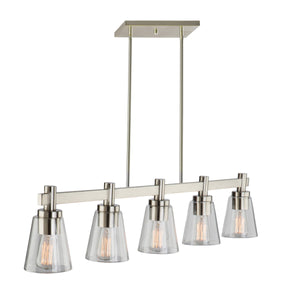 Artcraft - AC10764BN - Five Light Island Pendant - Clarence - Brushed Nickel