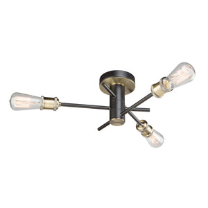 Artcraft - AC10783BK - Three Light Flush Mount - Tribeca - Matte Black & Satin Brass