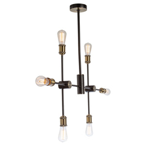 Artcraft - AC10786BK - Six Light Chandelier - Tribeca - Matte Black & Satin Brass