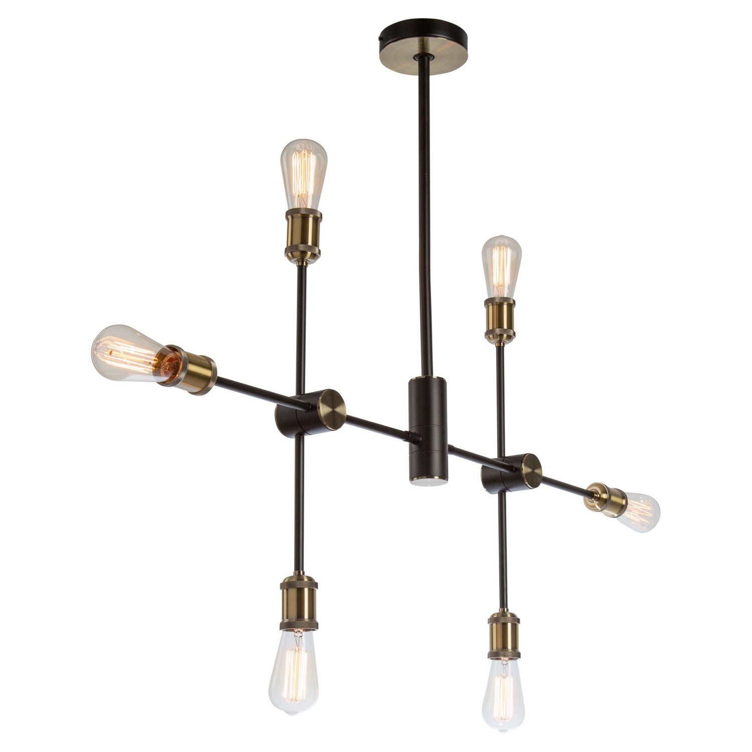 Artcraft - AC10786BK - Six Light Chandelier - Tribeca - Matte Black & Satin Brass