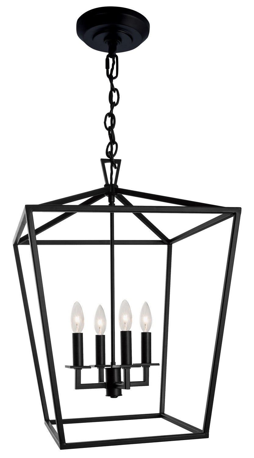 Norwell Lighting - 1081-MB-NG - Four Light Pendant - Cage - Matte Black