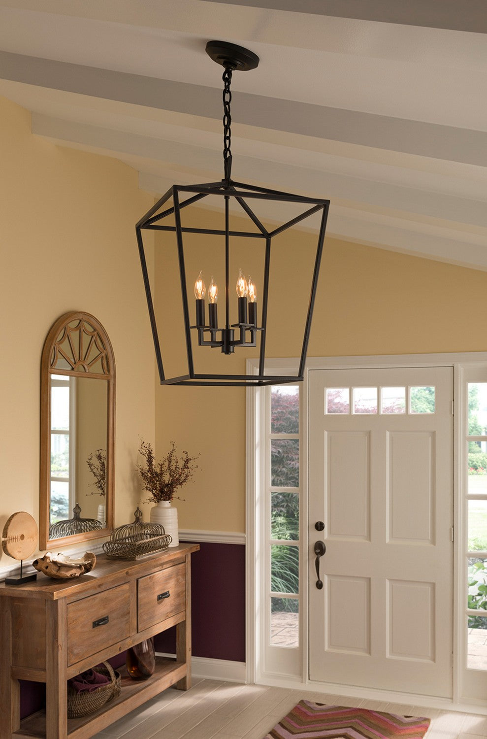 Norwell Lighting - 1081-MB-NG - Four Light Pendant - Cage - Matte Black