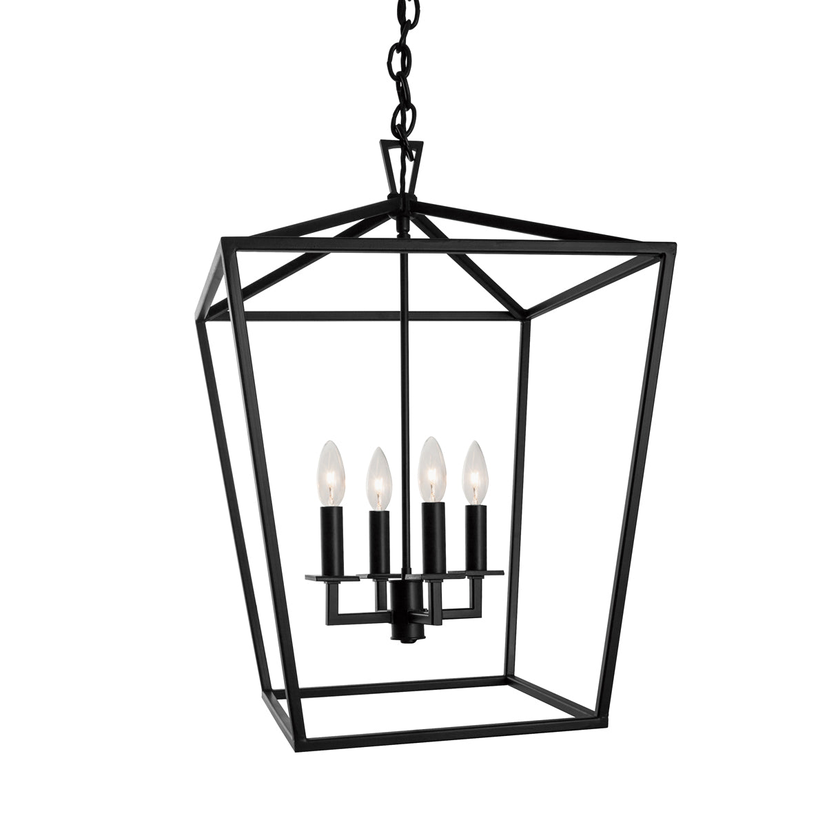 Norwell Lighting - 1081-MB-NG - Four Light Pendant - Cage - Matte Black