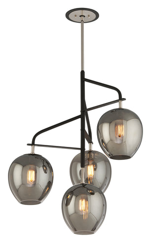 Troy Lighting - F4296-TBK/PN - Four Light Chandelier - Odyssey - Textured Black & Polish Nickel