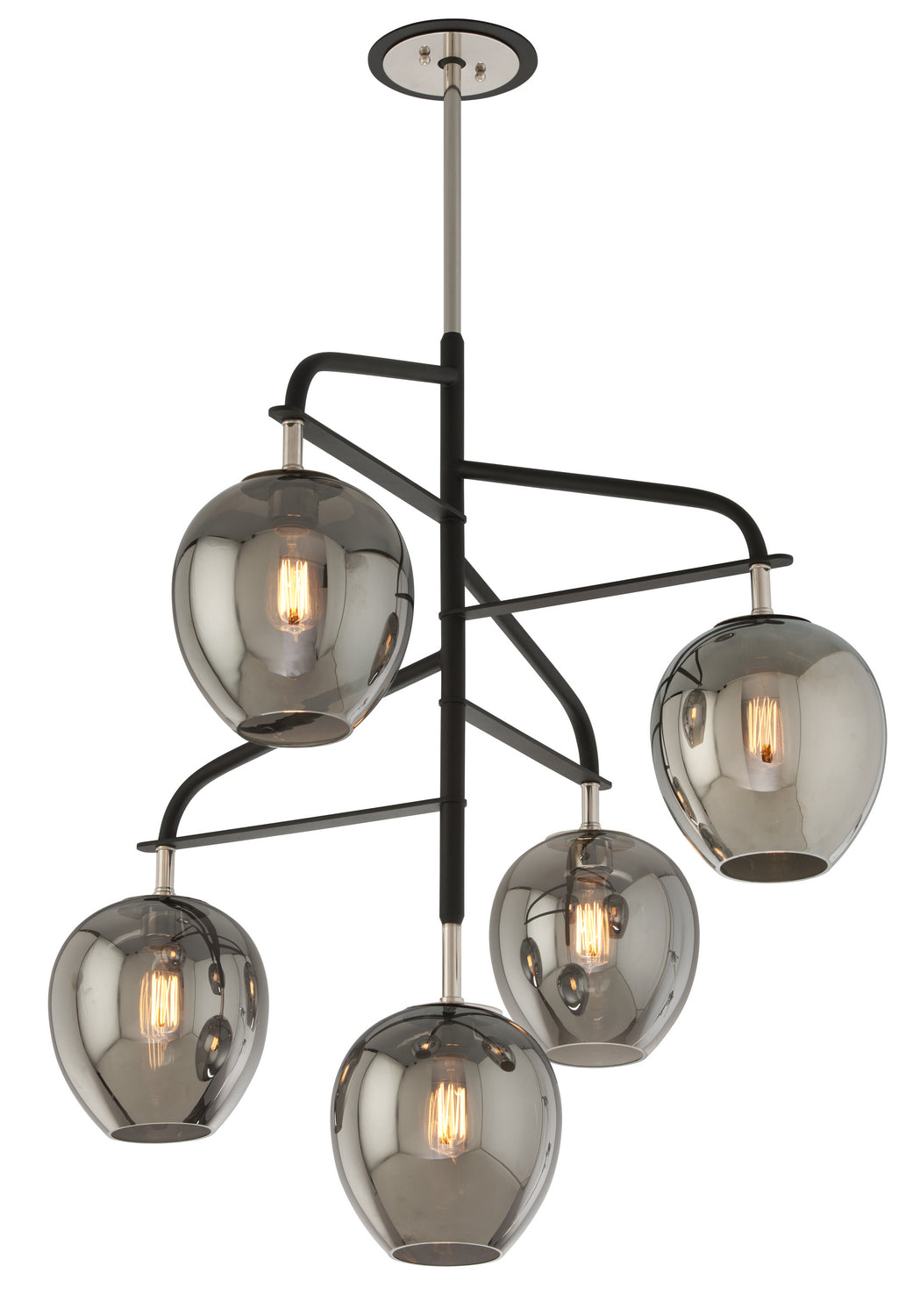 Troy Lighting - F4297-TBK/PN - Five Light Chandelier - Odyssey - Textured Black & Polish Nickel