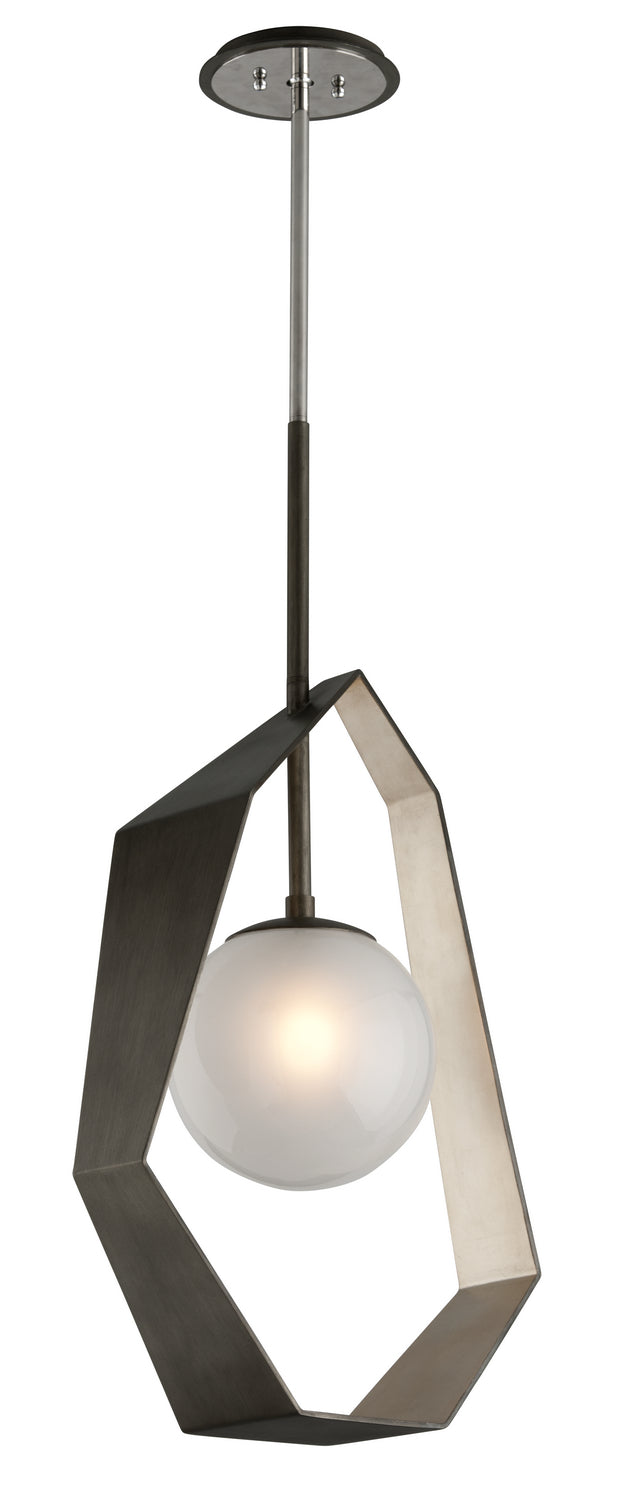 Troy Lighting - F5534 - One Light Pendant - Origami - Graphite With Silver Leaf