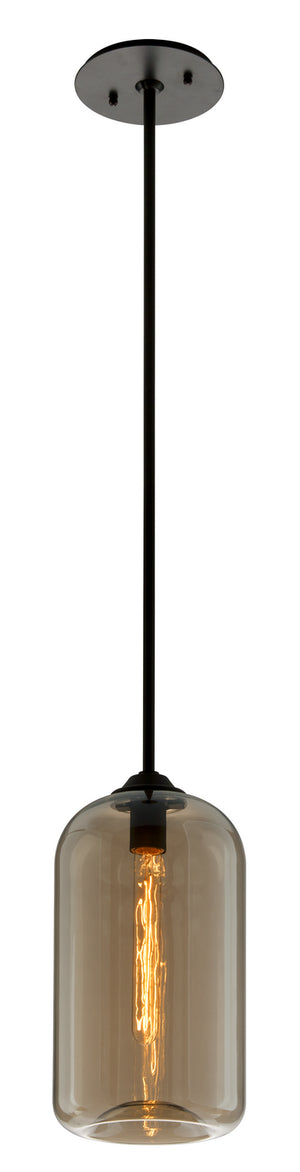 Troy Lighting - F5571-SBK - One Light Pendant - District - Soft Black