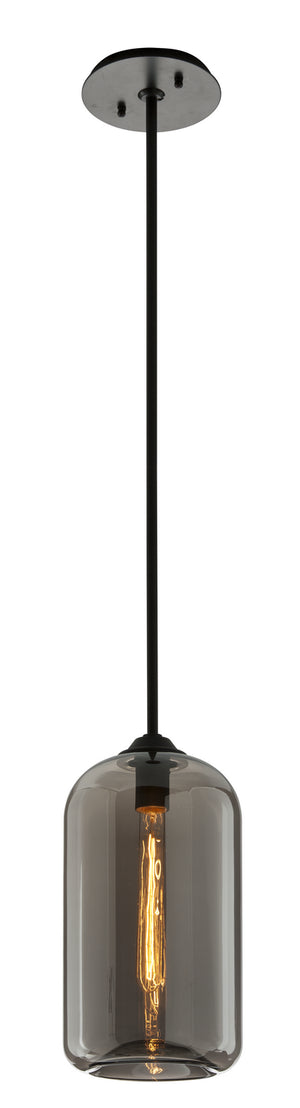 Troy Lighting - F5581-SBK - One Light Pendant - District - Soft Black