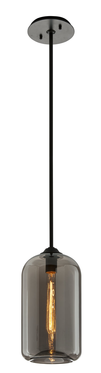 Troy Lighting - F5581-SBK - One Light Pendant - District - Soft Black