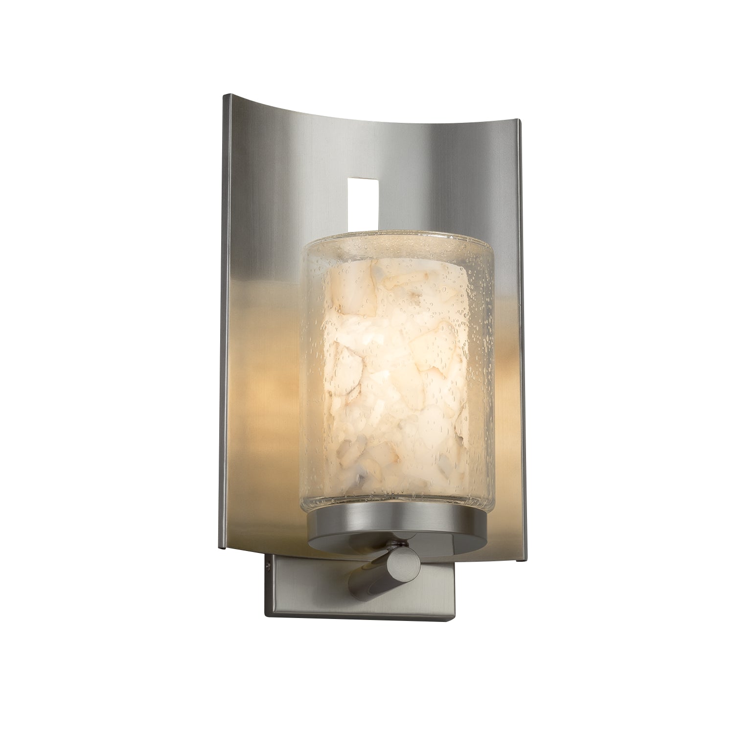 Justice Designs - ALR-7591W-10-NCKL - One Light Outdoor Wall Sconce - Alabaster Rocks - Brushed Nickel