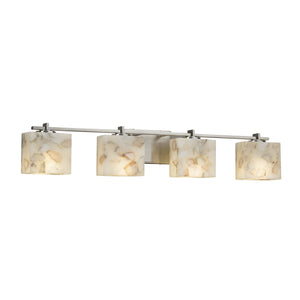 Justice Designs - ALR-8444-55-NCKL - Four Light Bath Bar - Alabaster Rocks - Brushed Nickel