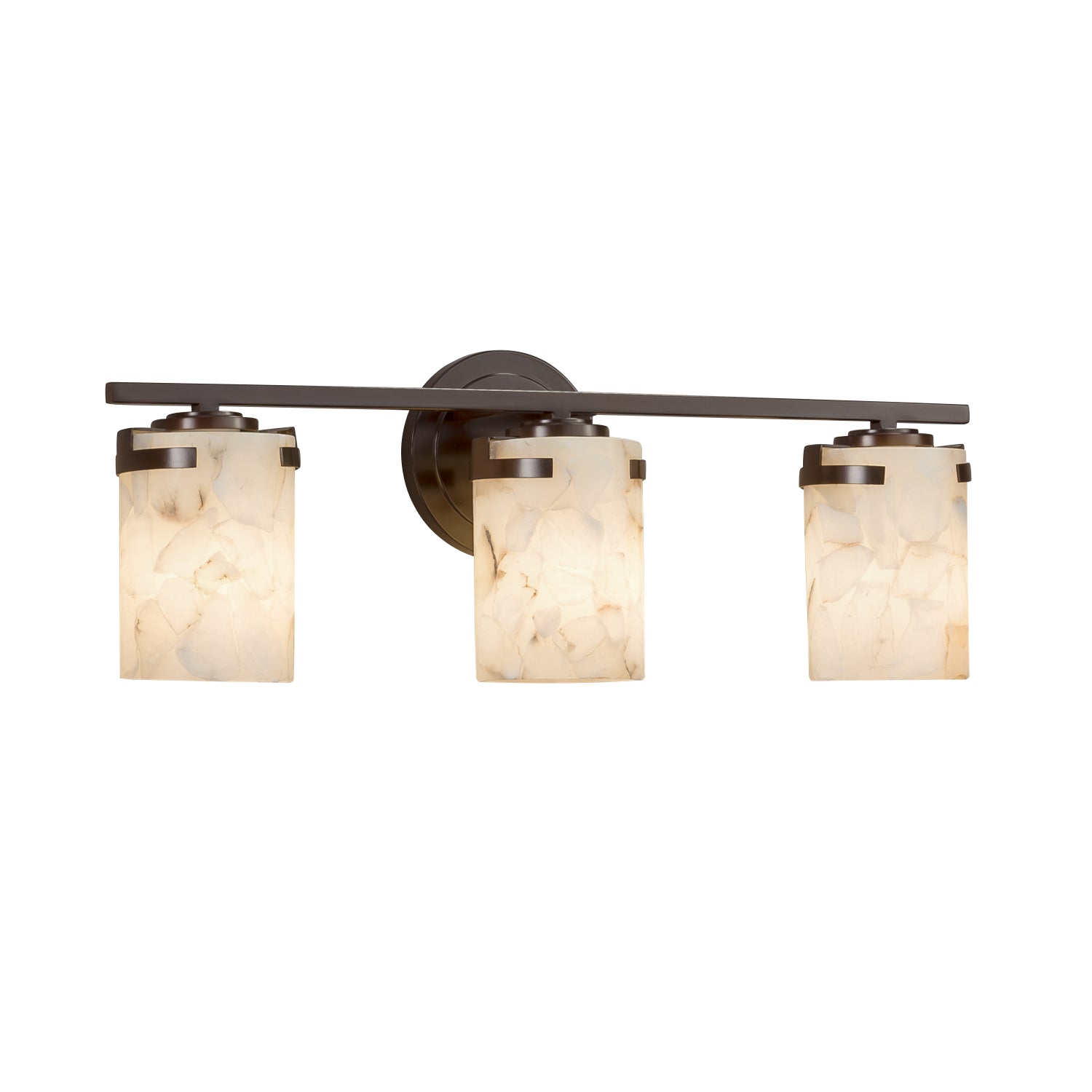 Justice Designs - ALR-8453-10-DBRZ - Three Light Bath Bar - Alabaster Rocks - Dark Bronze