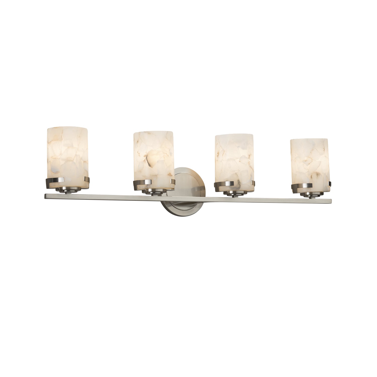 Justice Designs - ALR-8454-10-NCKL - Four Light Bath Bar - Alabaster Rocks - Brushed Nickel