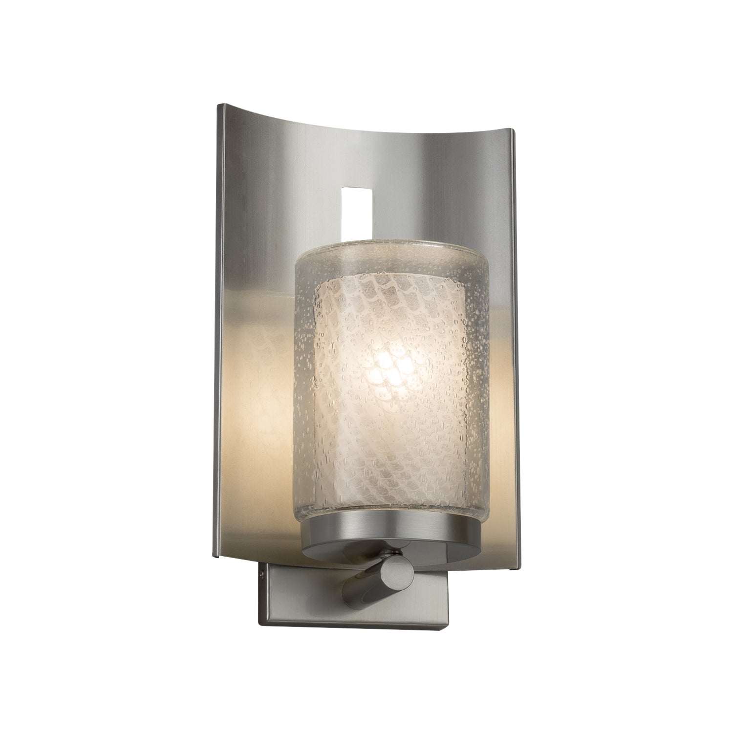 Justice Designs - FSN-7591W-10-WEVE-NCKL - One Light Outdoor Wall Sconce - Fusion - Brushed Nickel