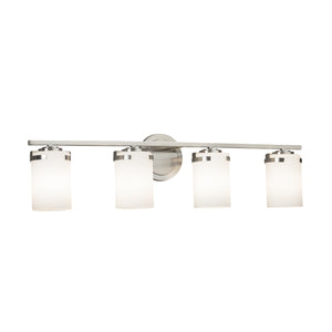 Justice Designs - FSN-8454-10-OPAL-NCKL - Four Light Bath Bar - Fusion - Brushed Nickel